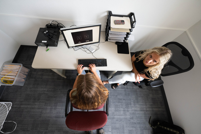 Top down view of subject testing in the Cedar Rapids Lab